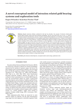 A Novel Conceptual Model of Intrusion Related Gold Bearing Systems And