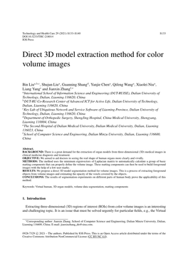 Direct 3D Model Extraction Method for Color Volume Images