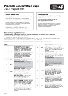 Practical Conservation Days June-August 2019