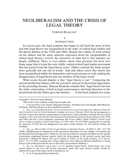 Neoliberalism and the Crisis of Legal Theory