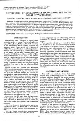 Distribution of Ochlerotatus Togoi Along the Pacific Coast of Washington