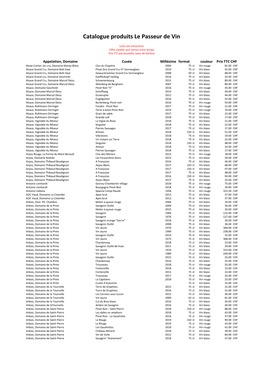 Catalogue Produits Le Passeur De Vin