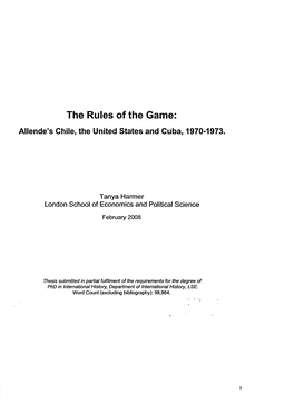 The Rules of the Game: Allende's Chile, the United States and Cuba, 1970-1973