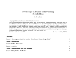 New Essays on Human Understanding Book II: Ideas