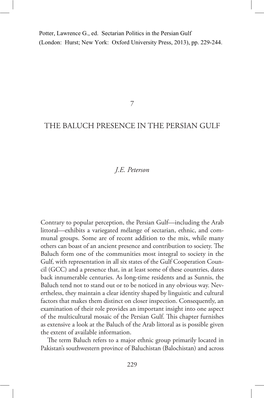 The Baluch Presence in the Persian Gulf