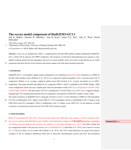 The Sea Ice Model Component of Hadgem3-GC3.1 Jeff K