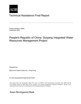 PRC: Guiyang Integrated Water Resources Management Project