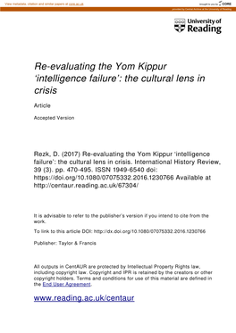 Reevaluating the Yom Kippur 'Intelligence Failure'
