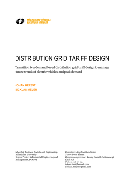 Distribution Grid Tariff Design