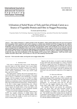 Utilization of Solid Waste of Tofu and out of Grade Carrot As a Source Of