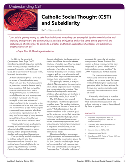 Catholic Social Thought (CST) and Subsidiarity Seal of the Society of Jesus by Fred Kammer, S.J