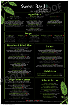 Appetizers Salads Noodles & Fried Rice Vegetarian Corner Kids Menu Sides & Extras