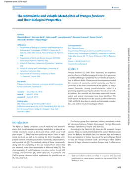 The Nonvolatile and Volatile Metabolites of Prangos Ferulacea and Their Biological Properties*