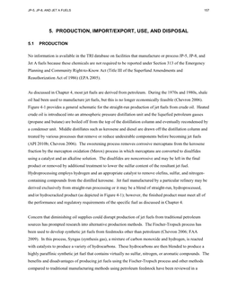 Toxicological Profile for JP-5, JP-8, and Jet a Fuels