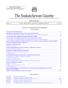 Gazette Part I, April 6, 2018