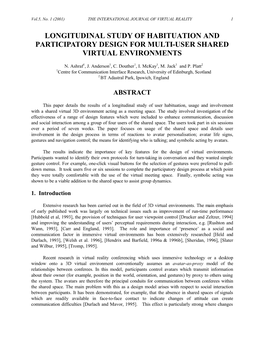 Longitudinal Study of Habituation and Participatory Design for Multi-User Shared Virtual Environments