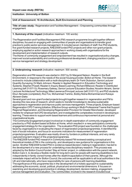 Impact Case Study (Ref3b) Page 1 Institution: University of Bolton Unit