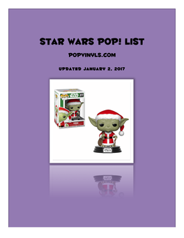 Star Wars Pop! List Popvinyls.Com