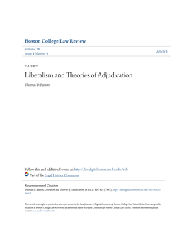 Liberalism and Theories of Adjudication Thomas D