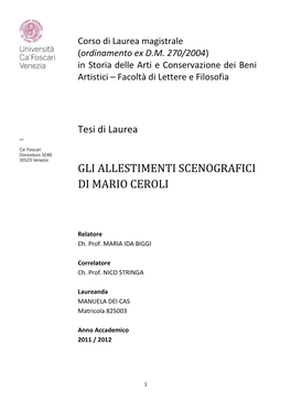 Gli Allestimenti Scenografici Di Mario Ceroli