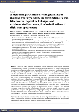 A High-Throughput Method for Fingerprinting of Rhizobial Free Fatty