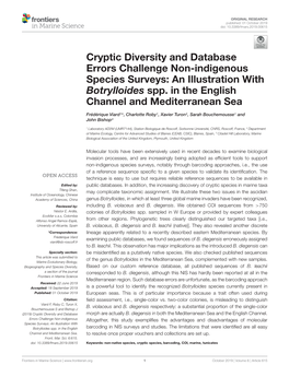 Cryptic Diversity and Database Errors Challenge Non-Indigenous Species Surveys: an Illustration with Botrylloides Spp