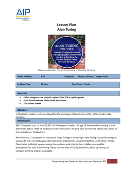 Lesson Plan Alan Turing