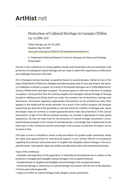 Protection of Cultural Heritage in Georgia (Tbilisi, 24-25 Jun 20)