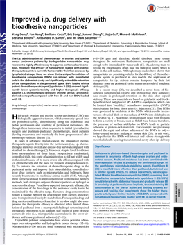 Improved I.P. Drug Delivery with Bioadhesive Nanoparticles