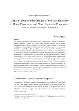 Unpaid Labor and the Critique of Political Economy in Home Economics and New Household Economics: from the Feminist Economics Perspective