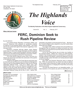 The Highlands Voice February, 2017 Page 1 West Virginia Highlands Conservancy Non-Profit Org