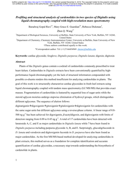 Profiling and Structural Analysis of Cardenolides in Two Species of Digitalis Using Liquid Chromatography Coupled with High-Resolution Mass Spectrometry