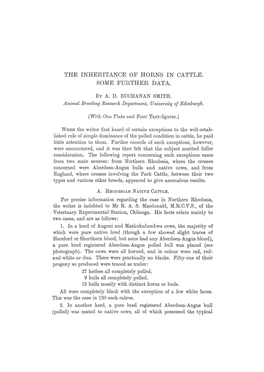 The Inheritance of Horns in Cattle Some Further Data