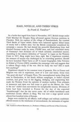 HAIG, NIVELLE, and THIRD YPRES by Frank E. Vandiver