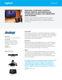 Dealogic Leverages Logitech Group, Meetup, and Smartdock to Enhance Global Collaboration and Training