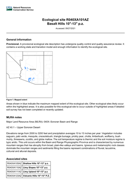 Ecological Site R040XA101AZ Basalt Hills 10