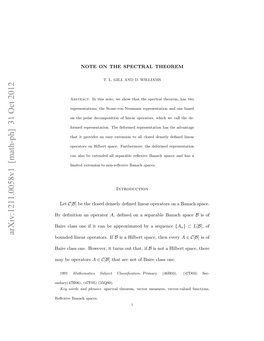 Arxiv:1211.0058V1 [Math-Ph] 31 Oct 2012 Ydﬁiina Operator an Deﬁnition by Nay4h6,(70)(35Q80)