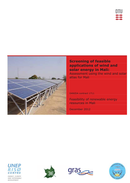 Screening of Feasible Applications of Wind and Solar Energy in Mali: Assessment Using the Wind and Solar Atlas for Mali