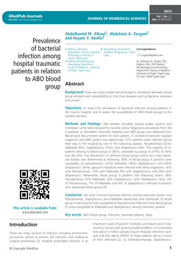 Prevalence of Bacterial Infection Among Hospital Traumatic Patients