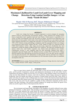 Maximum Likelihood for Land-Use/Land-Cover Mapping and Change Detection Using Landsat Satellite Images: a Case Study “South of Johor”