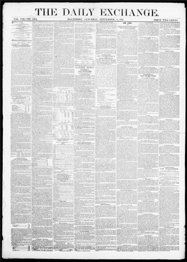 Baltimore. Saturday, September 14, 1861. Price Two Cents