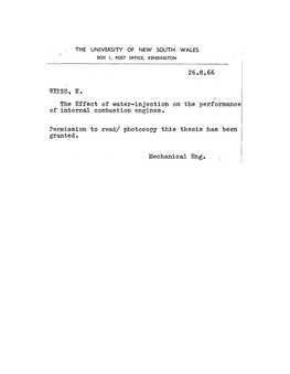 The Effect of Water-Injection on the Performance of Internal Combustion