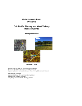 Little Duarte's Pond Preserve Oak Bluffs, Tisbury and West Tisbury