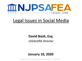 Legal Issues in Social Media