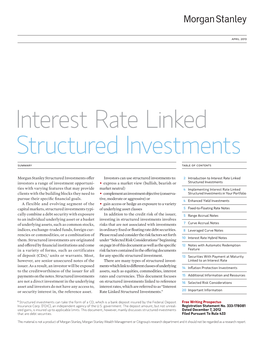 Interest Rate Linked Structured Investments