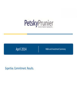 April 2014 M&A and Investment Summary