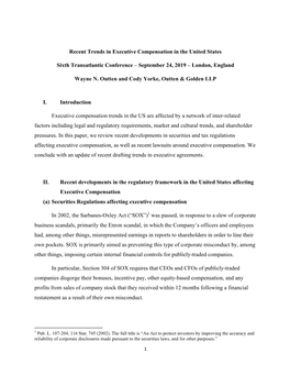 Recent Trends in Executive Compensation in the United States