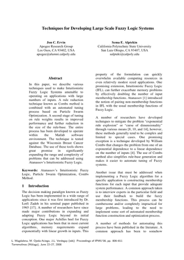 Techniques for Developing Large Scale Fuzzy Logic Systems