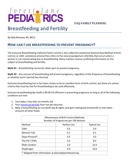 FAQ Breastfeeding and Fertility