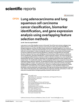Lung Adenocarcinoma and Lung Squamous Cell Carcinoma Cancer
